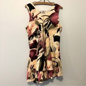 Parsley & Sage Woman’s M AbstractSleeveless Dress Tunic Layered Ruffle Cotton